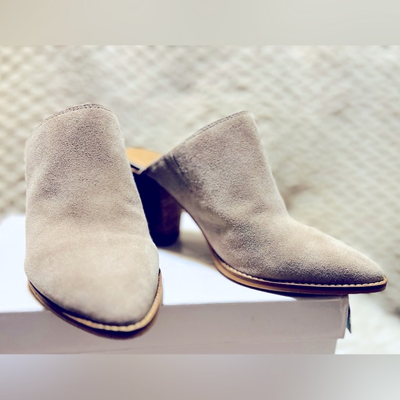 Lucky Brand beige slip on high heeled mule boots - Picture 9 of 10
